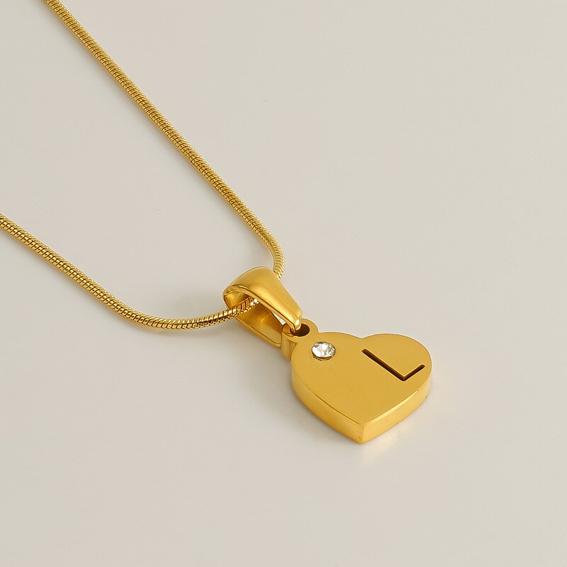 Gold color / 1 Piece Simple Series Simple Letter L Stainless Steel 18K Gold Plated Rhinestone Unisex Pendant Necklaces Picture12